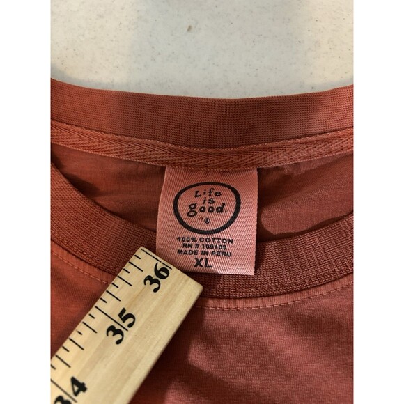 Life Is Good T Shirt Mens XL Santa Golfer Snow Golf Long Sleeve Rust Color - Picture 4 of 7